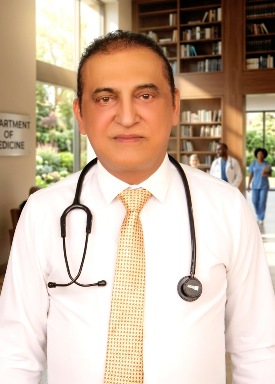 Dr. Muhammad Mazher Saeed in white coat